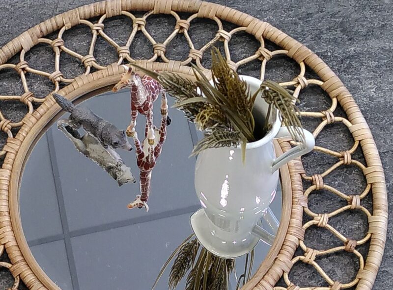 Giraffe & Wolf - die Symboltiere der GfK - stehen als Plastiktierchen auf einem Spiegel.